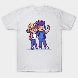 Cute Couple Boy And Girl Travelling Together (2) T-Shirt